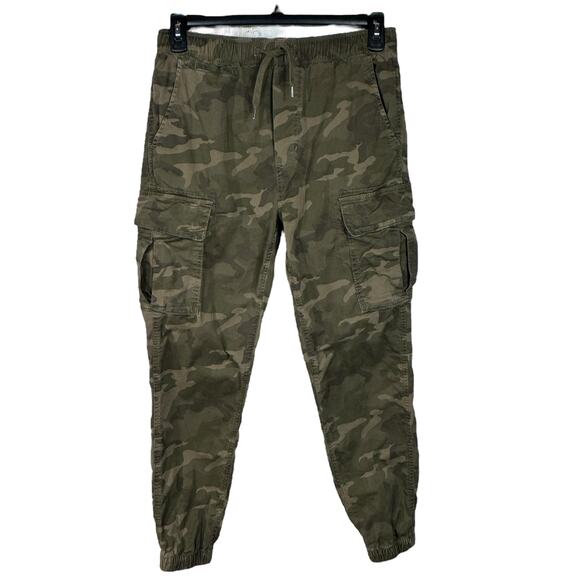 American Eagle Small TALL Mens Cargo Joggers Pants Camo Cuffed Pockets Stretch - Picture 1 of 11